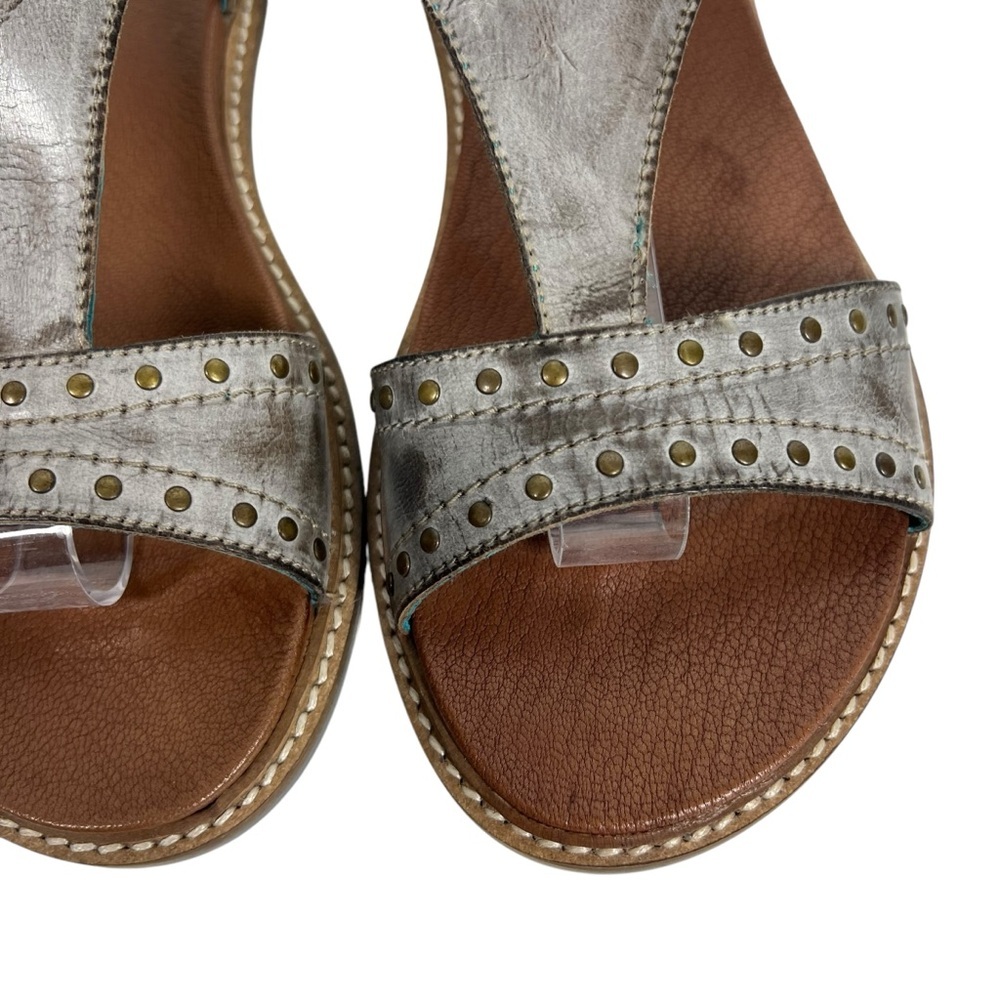 ROAN by Bed Stu Distressed Silver Sandals with leather sole Size 7 1/2 - Picture 4 of 9